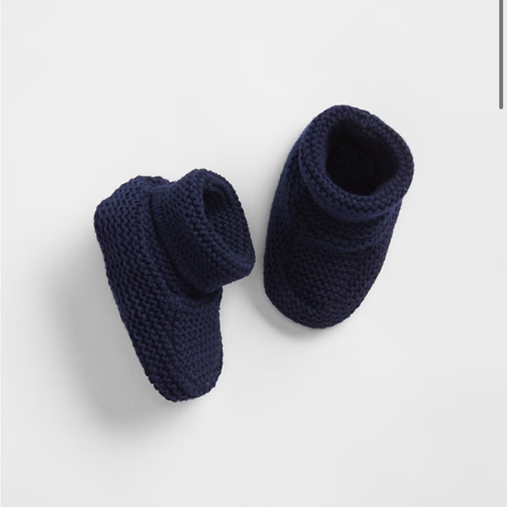 Navy Blue Knitted Baby Booties
